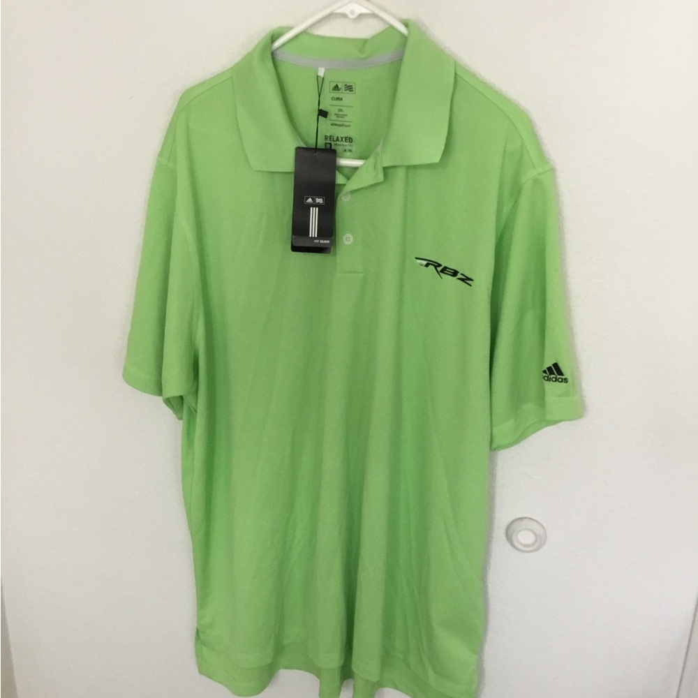 Light green Adidas climalite 100% polyester golf polo shirt size 2XL new with - Picture 6 of 7